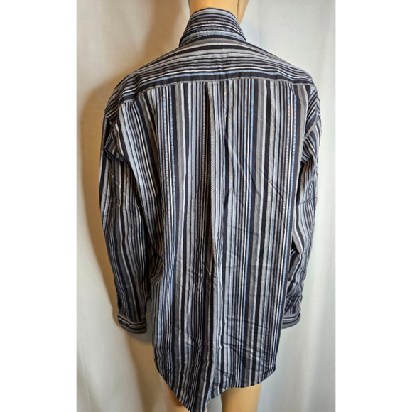 Joseph and Feiss | Mens | Dress Shirt | Gray, Black, Blue | Size Medium - Picture 5 of 6